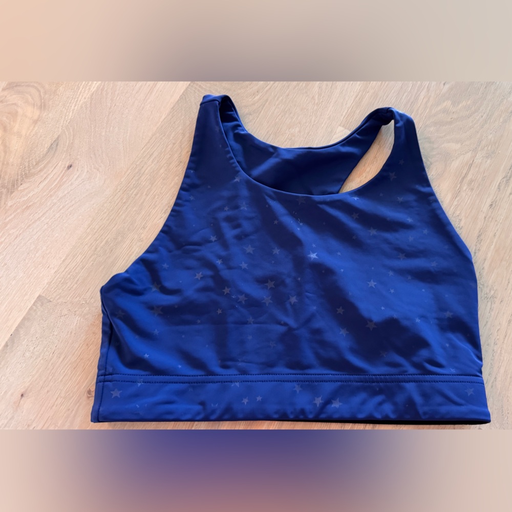 Terez Foil Medium Impact Printed Sports Bra blue stars size medium